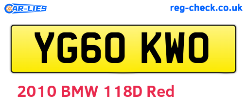 YG60KWO are the vehicle registration plates.