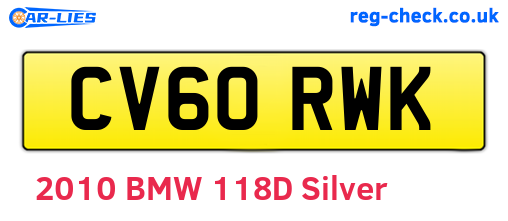 CV60RWK are the vehicle registration plates.
