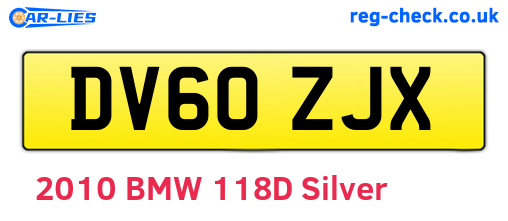 DV60ZJX are the vehicle registration plates.
