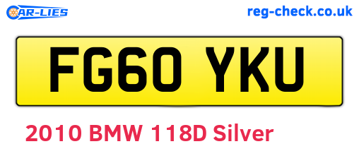 FG60YKU are the vehicle registration plates.