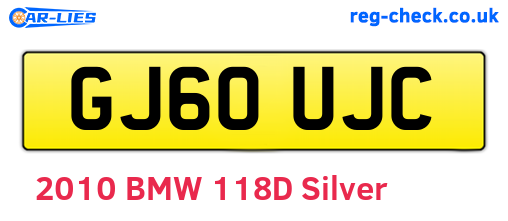 GJ60UJC are the vehicle registration plates.