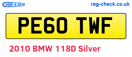 PE60TWF are the vehicle registration plates.