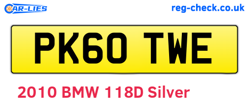 PK60TWE are the vehicle registration plates.