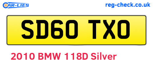 SD60TXO are the vehicle registration plates.