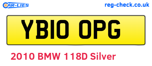 YB10OPG are the vehicle registration plates.