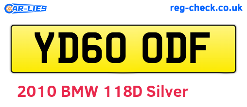YD60ODF are the vehicle registration plates.