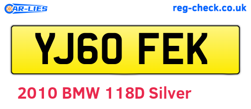 YJ60FEK are the vehicle registration plates.