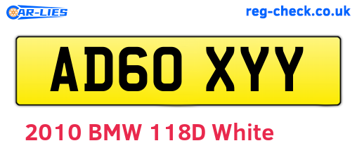 AD60XYY are the vehicle registration plates.