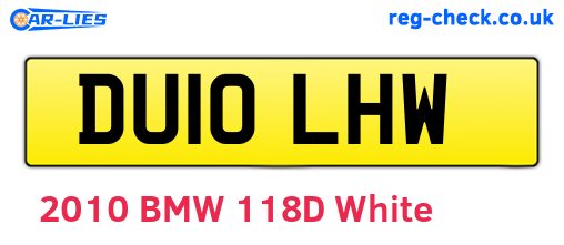 DU10LHW are the vehicle registration plates.