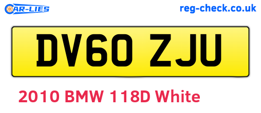 DV60ZJU are the vehicle registration plates.