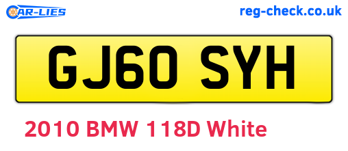 GJ60SYH are the vehicle registration plates.