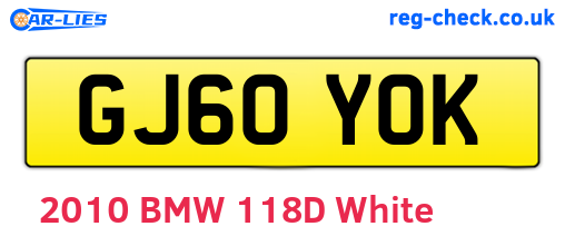 GJ60YOK are the vehicle registration plates.