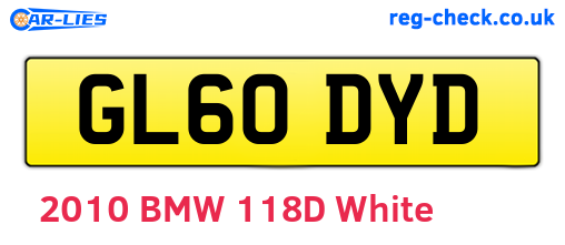 GL60DYD are the vehicle registration plates.