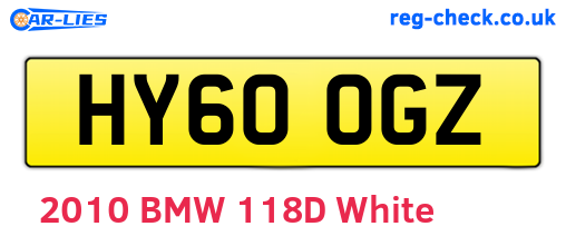 HY60OGZ are the vehicle registration plates.