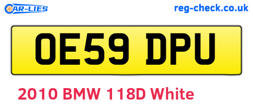 OE59DPU are the vehicle registration plates.