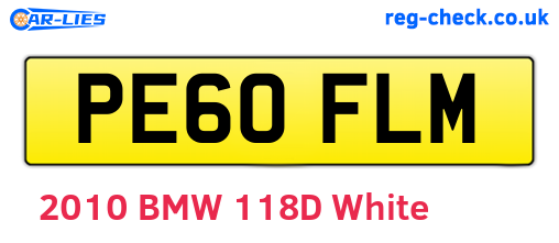 PE60FLM are the vehicle registration plates.