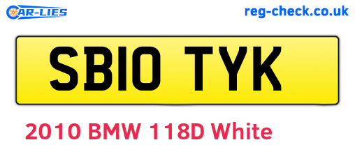 SB10TYK are the vehicle registration plates.
