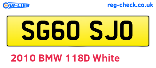 SG60SJO are the vehicle registration plates.