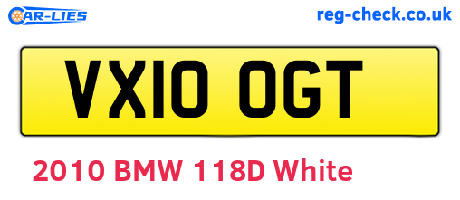 VX10OGT are the vehicle registration plates.