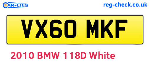 VX60MKF are the vehicle registration plates.