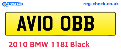 AV10OBB are the vehicle registration plates.
