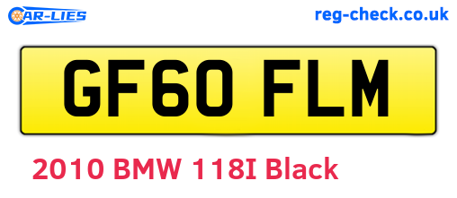 GF60FLM are the vehicle registration plates.