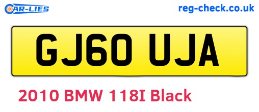 GJ60UJA are the vehicle registration plates.