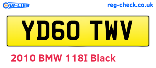 YD60TWV are the vehicle registration plates.