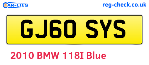 GJ60SYS are the vehicle registration plates.