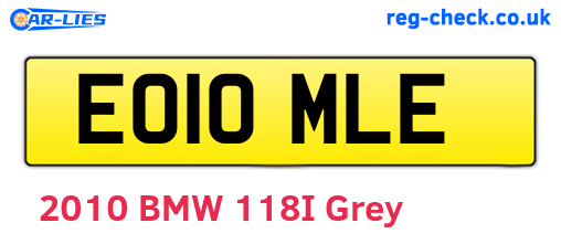 EO10MLE are the vehicle registration plates.