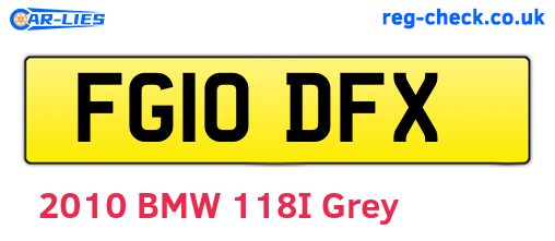 FG10DFX are the vehicle registration plates.
