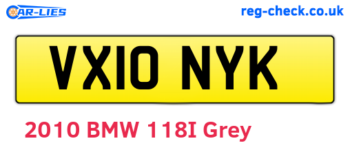 VX10NYK are the vehicle registration plates.