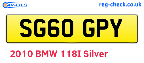 SG60GPY are the vehicle registration plates.
