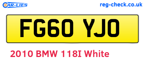 FG60YJO are the vehicle registration plates.