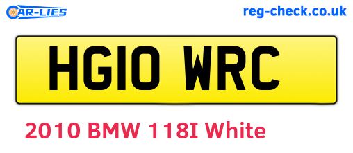 HG10WRC are the vehicle registration plates.