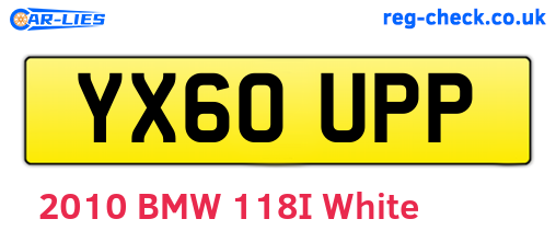 YX60UPP are the vehicle registration plates.