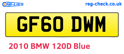 GF60DWM are the vehicle registration plates.