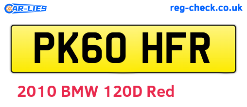 PK60HFR are the vehicle registration plates.