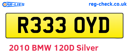 R333OYD are the vehicle registration plates.