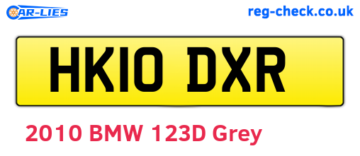 HK10DXR are the vehicle registration plates.