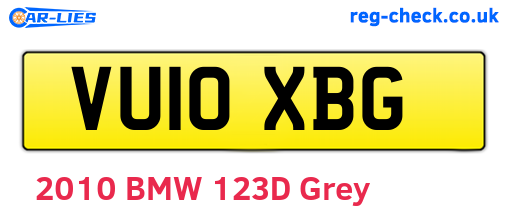 VU10XBG are the vehicle registration plates.
