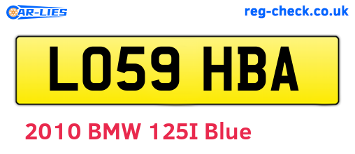 LO59HBA are the vehicle registration plates.