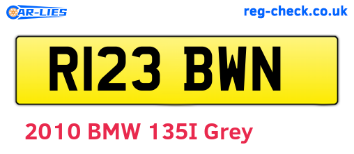 R123BWN are the vehicle registration plates.