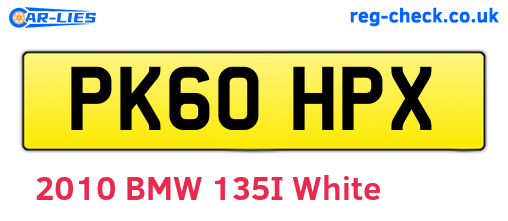 PK60HPX are the vehicle registration plates.