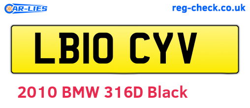 LB10CYV are the vehicle registration plates.