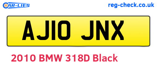 AJ10JNX are the vehicle registration plates.