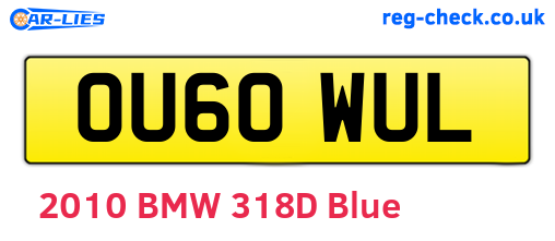 OU60WUL are the vehicle registration plates.