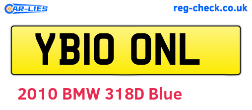 YB10ONL are the vehicle registration plates.
