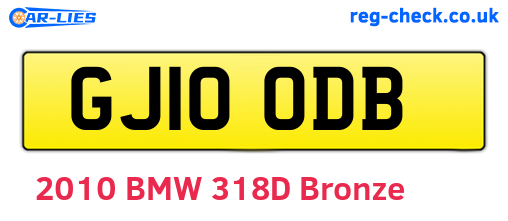 GJ10ODB are the vehicle registration plates.