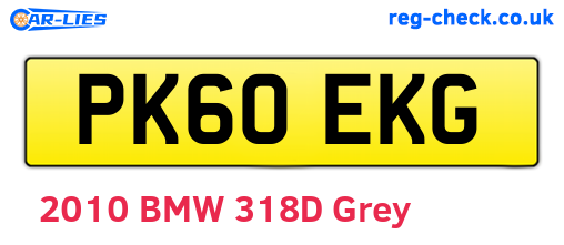PK60EKG are the vehicle registration plates.
